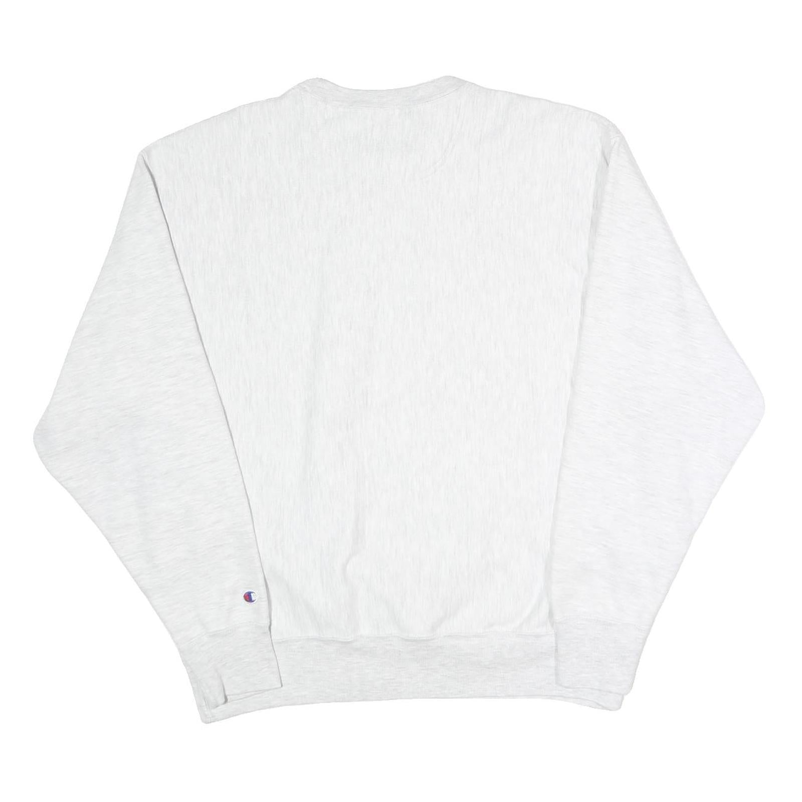 CHAMPION Mens White Northeastern Crew Neck L Cotton Blend Sweatshirt