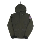 HELVETICA Mens Green Hooded Zip Jacket S Polyester Blend Plain Winter Utility