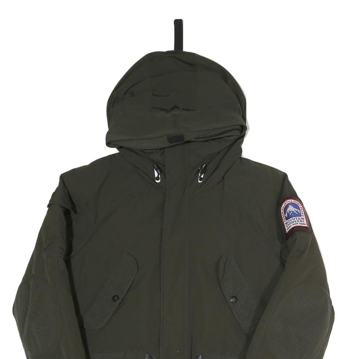 HELVETICA Mens Green Hooded Zip Jacket S Polyester Blend Plain Winter Utility