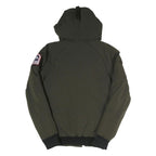 HELVETICA Mens Green Hooded Zip Jacket S Polyester Blend Plain Winter Utility