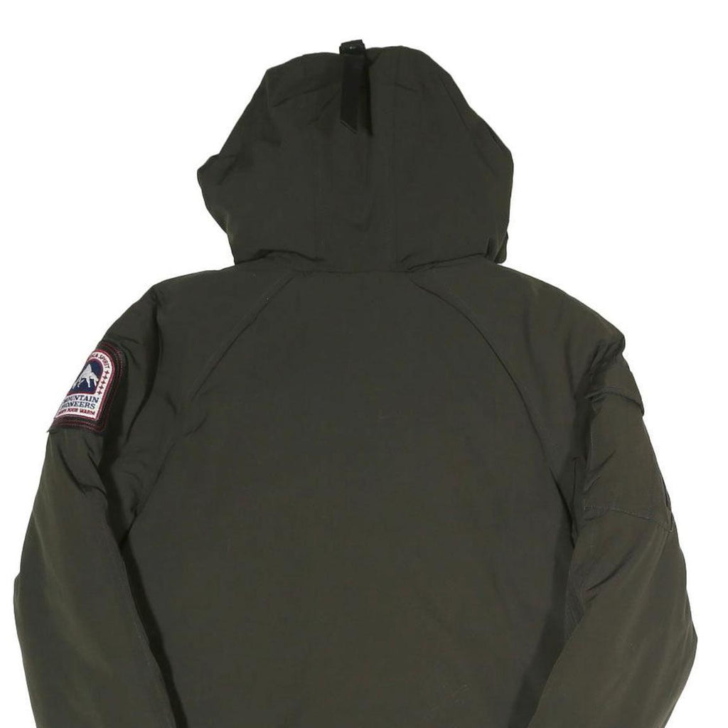 HELVETICA Mens Green Hooded Zip Jacket S Polyester Blend Plain Winter Utility