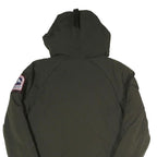 HELVETICA Mens Green Hooded Zip Jacket S Polyester Blend Plain Winter Utility