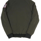 HELVETICA Mens Green Hooded Zip Jacket S Polyester Blend Plain Winter Utility