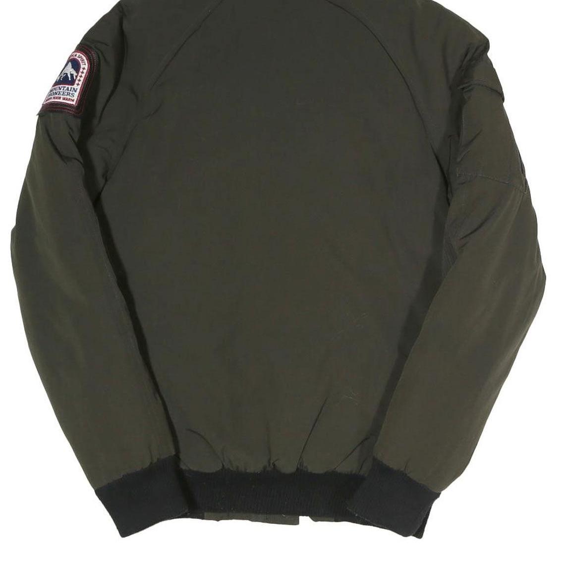 HELVETICA Mens Green Hooded Zip Jacket S Polyester Blend Plain Winter Utility