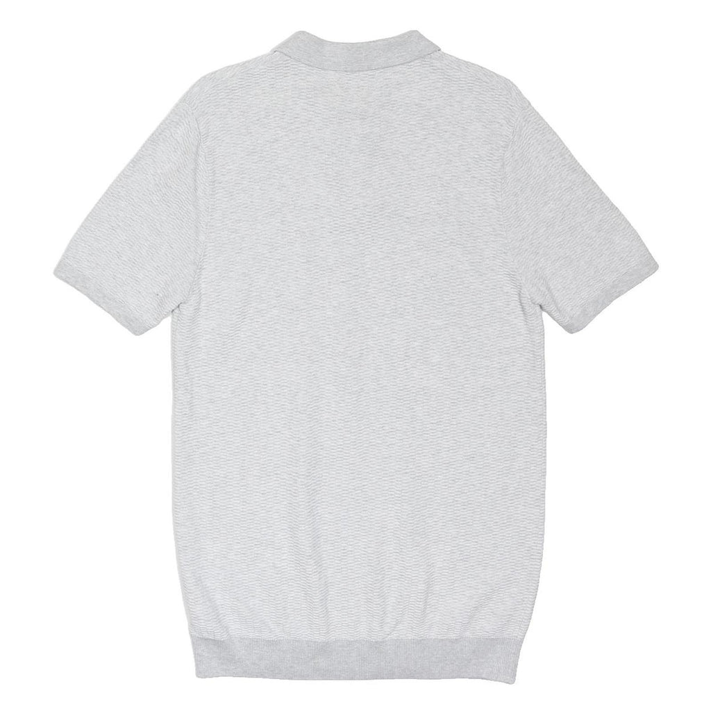 NEXT Mens Grey Cotton Blend Polo Shirt M Short Sleeve Textured Pattern Casual