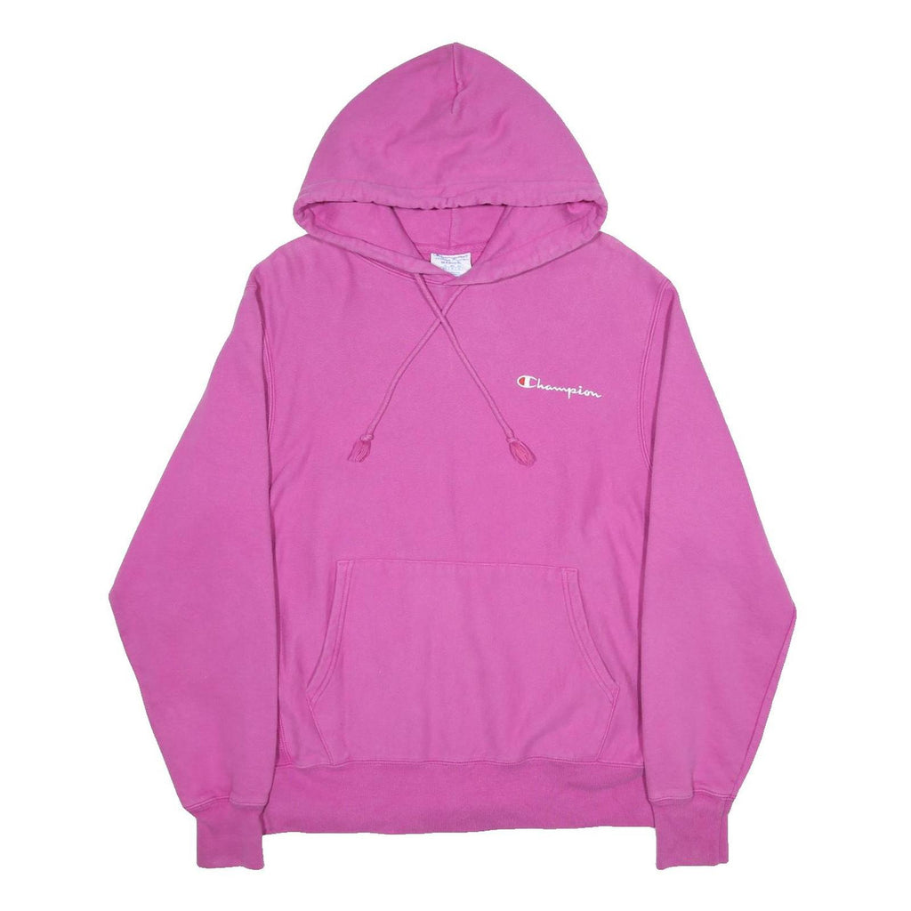 CHAMPION REVERSE WEAVE Womens Pink Pullover Hoodie M Classic Logo Cotton Blend