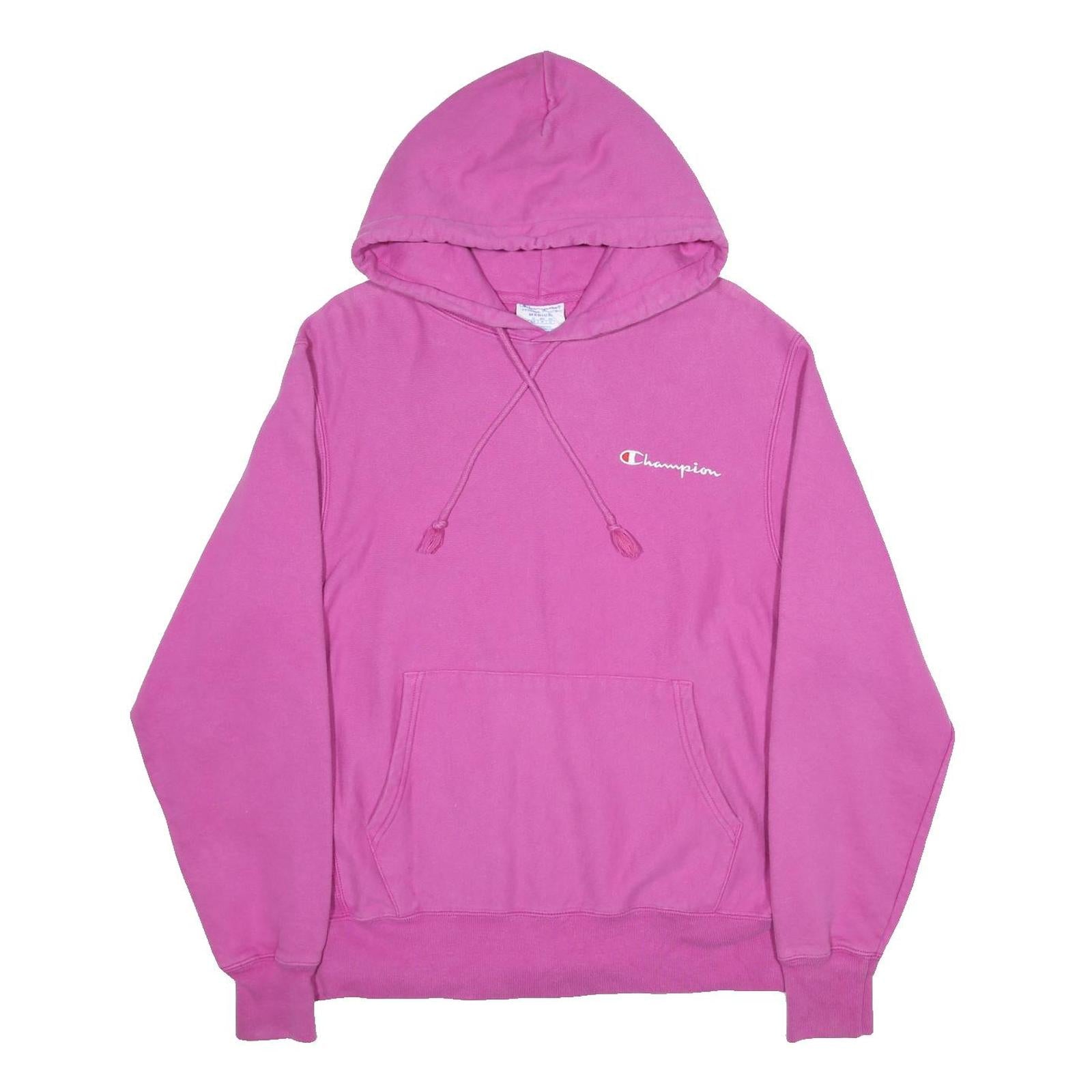 CHAMPION REVERSE WEAVE Womens Pink Pullover Hoodie M Classic Logo Cotton Blend