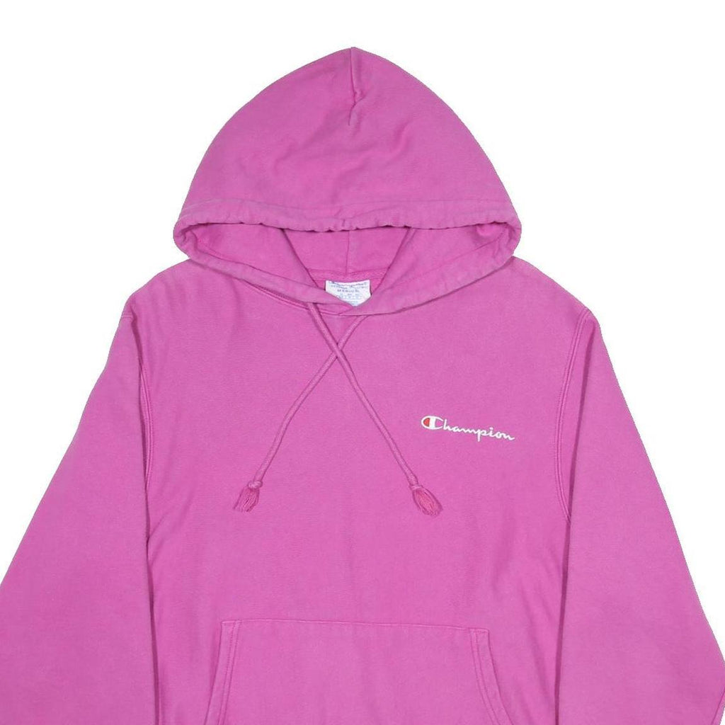 CHAMPION REVERSE WEAVE Womens Pink Pullover Hoodie M Classic Logo Cotton Blend