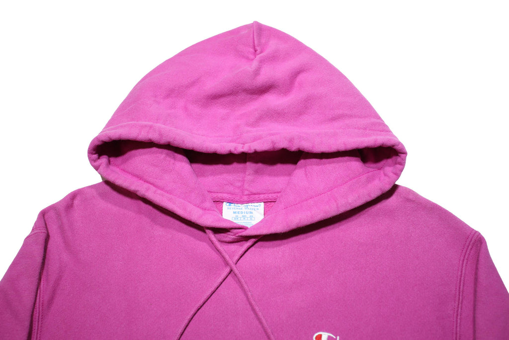 CHAMPION REVERSE WEAVE Womens Pink Pullover Hoodie M Classic Logo Cotton Blend