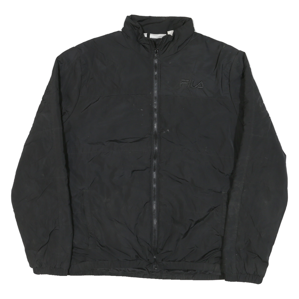 FILA Womens Black Athletic Zip Jacket 2XL Polyester Plain Comfortable