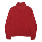 Liz Claiborne Womens Red Plain Pullover Roll Neck Basic Knit M Comfortable Warm