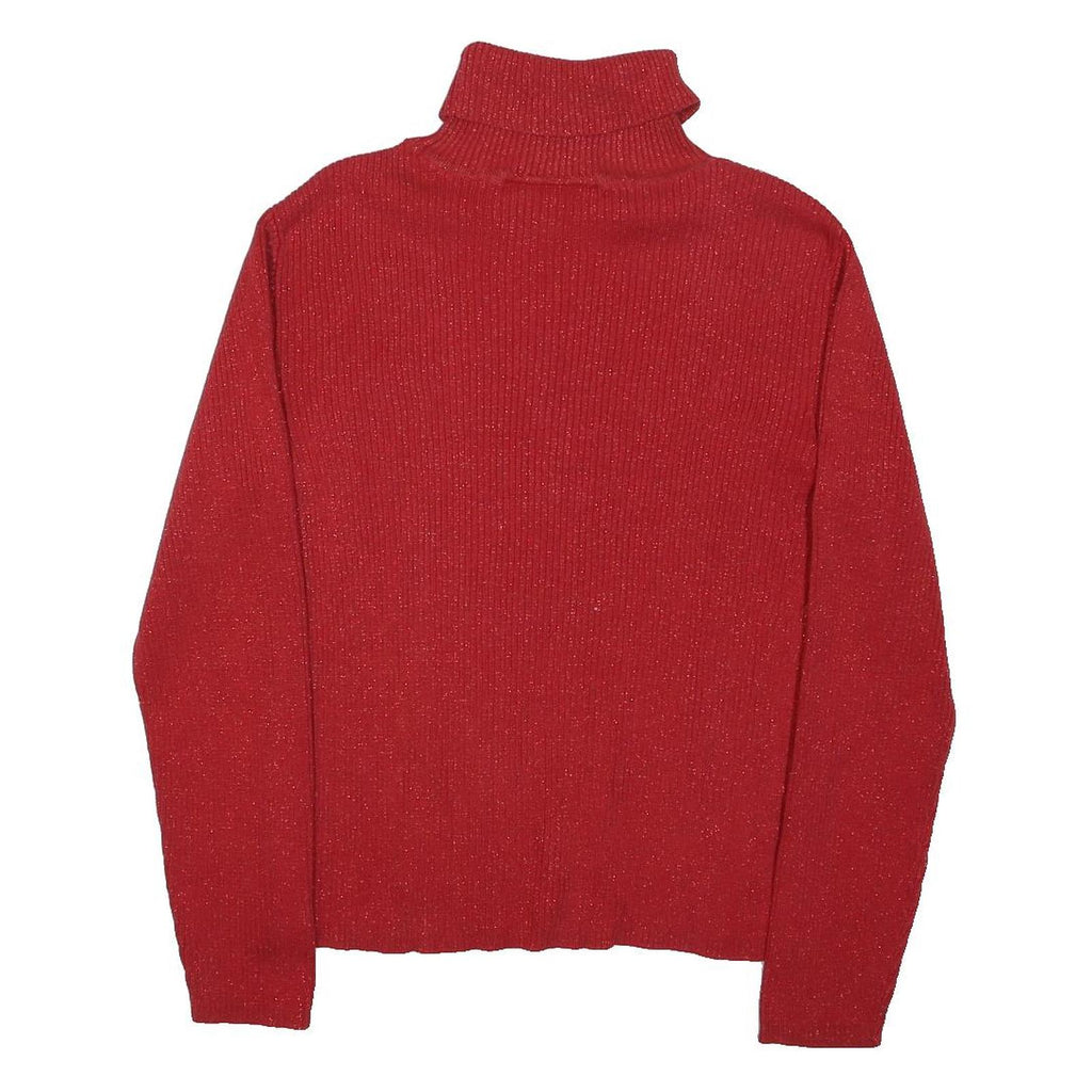 Liz Claiborne Womens Red Plain Pullover Roll Neck Basic Knit M Comfortable Warm