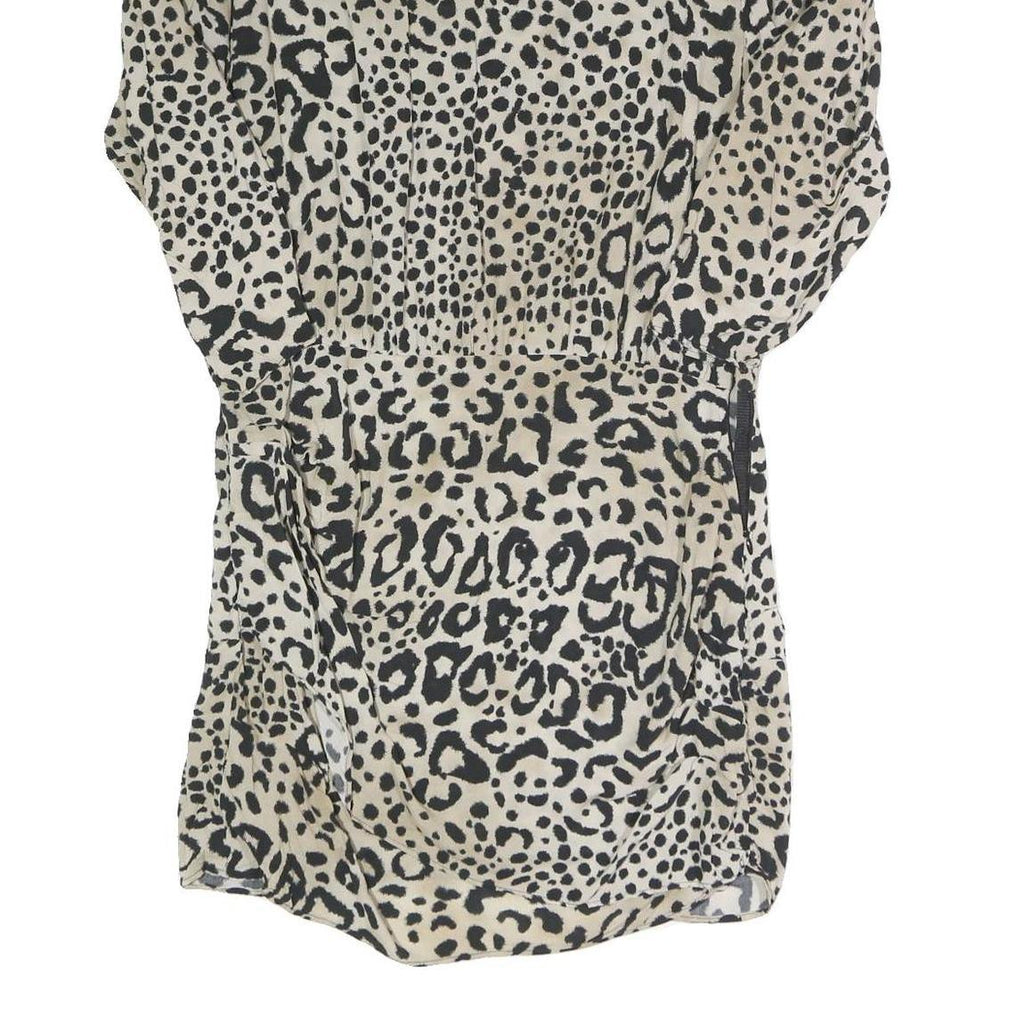 ZARA Womens Beige & Black Animal Print Day Polyester Blend Dress L Lightweight