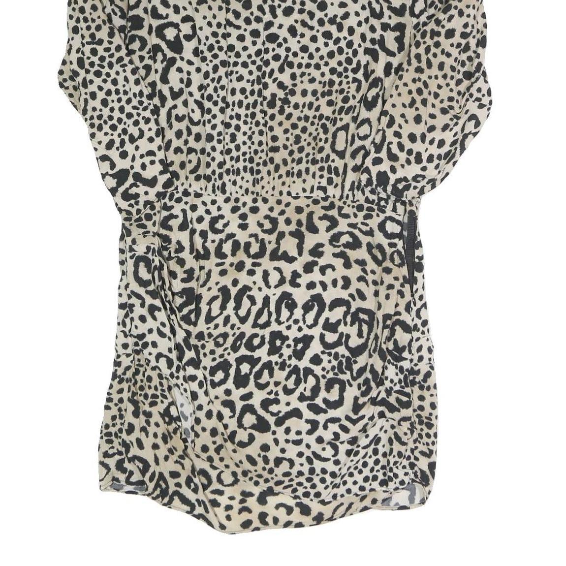 ZARA Womens Beige & Black Animal Print Day Polyester Blend Dress L Lightweight