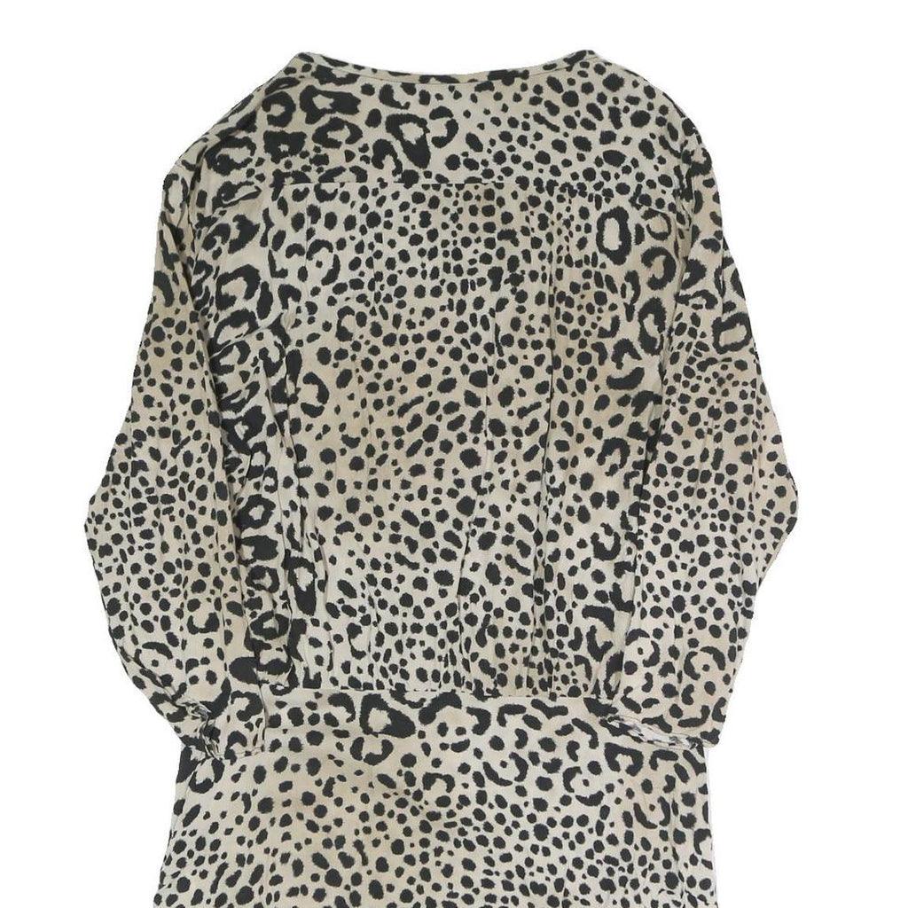 ZARA Womens Beige & Black Animal Print Day Polyester Blend Dress L Lightweight