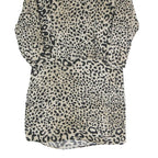 ZARA Womens Beige & Black Animal Print Day Polyester Blend Dress L Lightweight