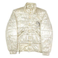LILY FAROUGHE Womens Cream Quilted Jacket S Polyester Blend Zip Puffer Coat