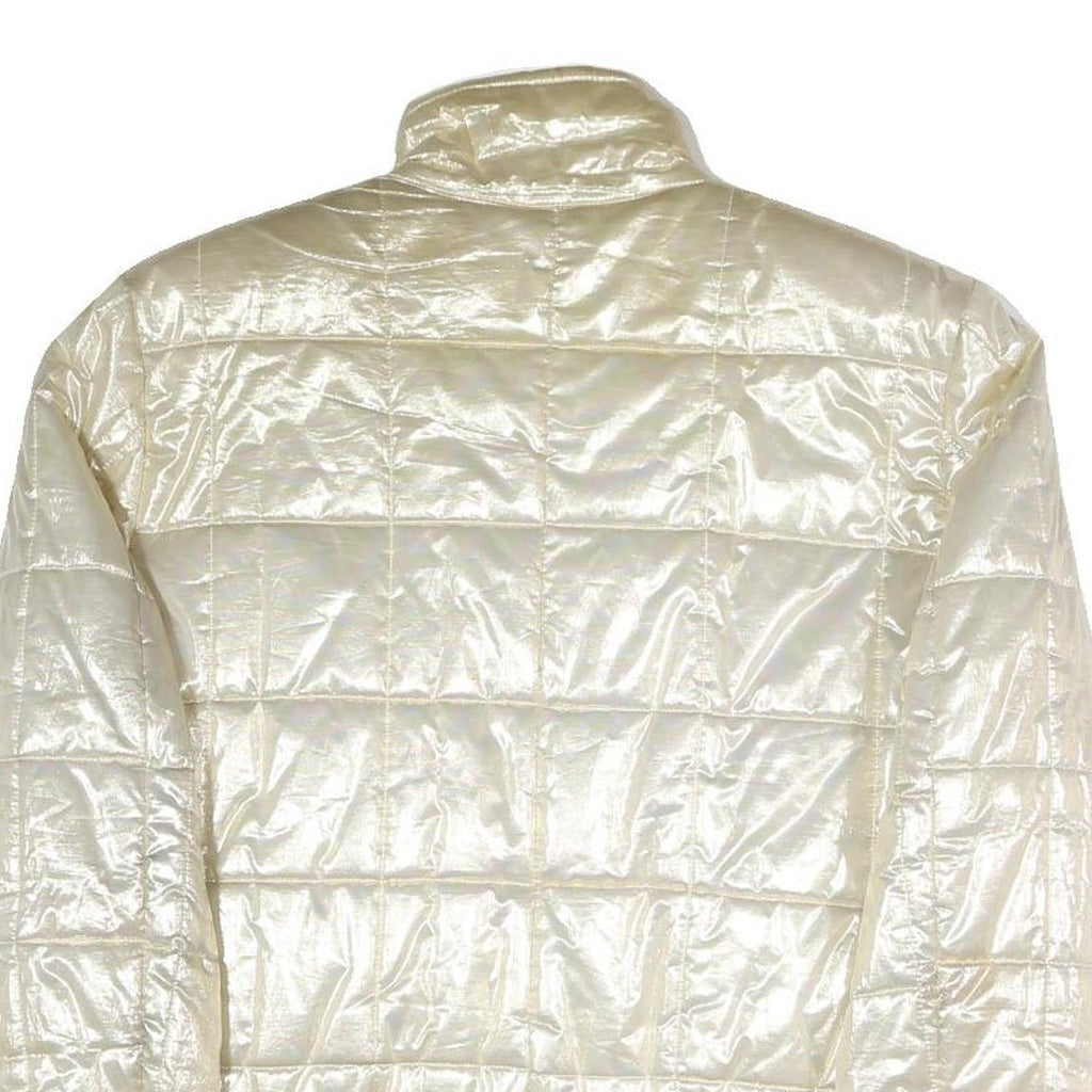 LILY FAROUGHE Womens Cream Quilted Jacket S Polyester Blend Zip Puffer Coat