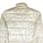 LILY FAROUGHE Womens Cream Quilted Jacket S Polyester Blend Zip Puffer Coat