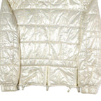 LILY FAROUGHE Womens Cream Quilted Jacket S Polyester Blend Zip Puffer Coat