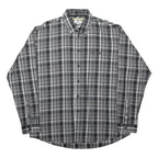LEE COOPER Mens Black & Grey Checked Cotton Blend Shirt XL Long Sleeve Casual