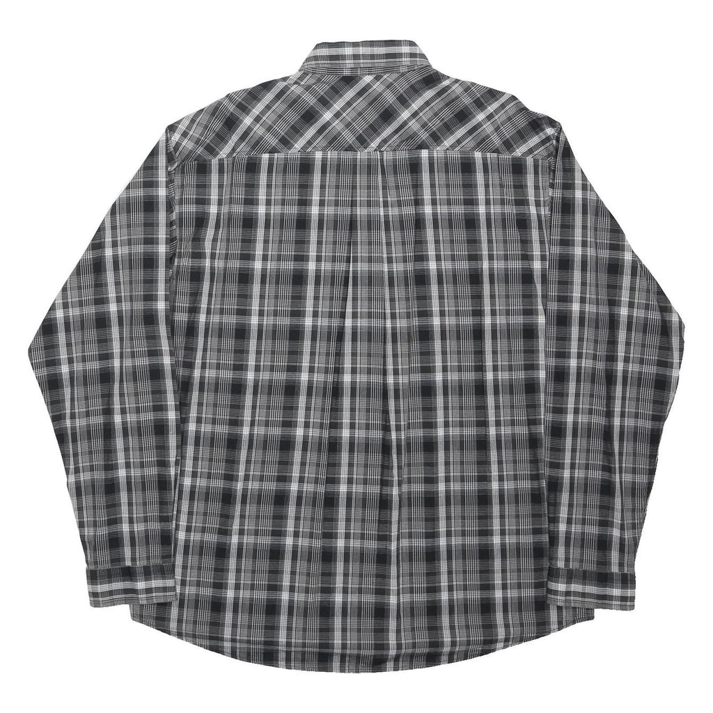 LEE COOPER Mens Black & Grey Checked Cotton Blend Shirt XL Long Sleeve Casual