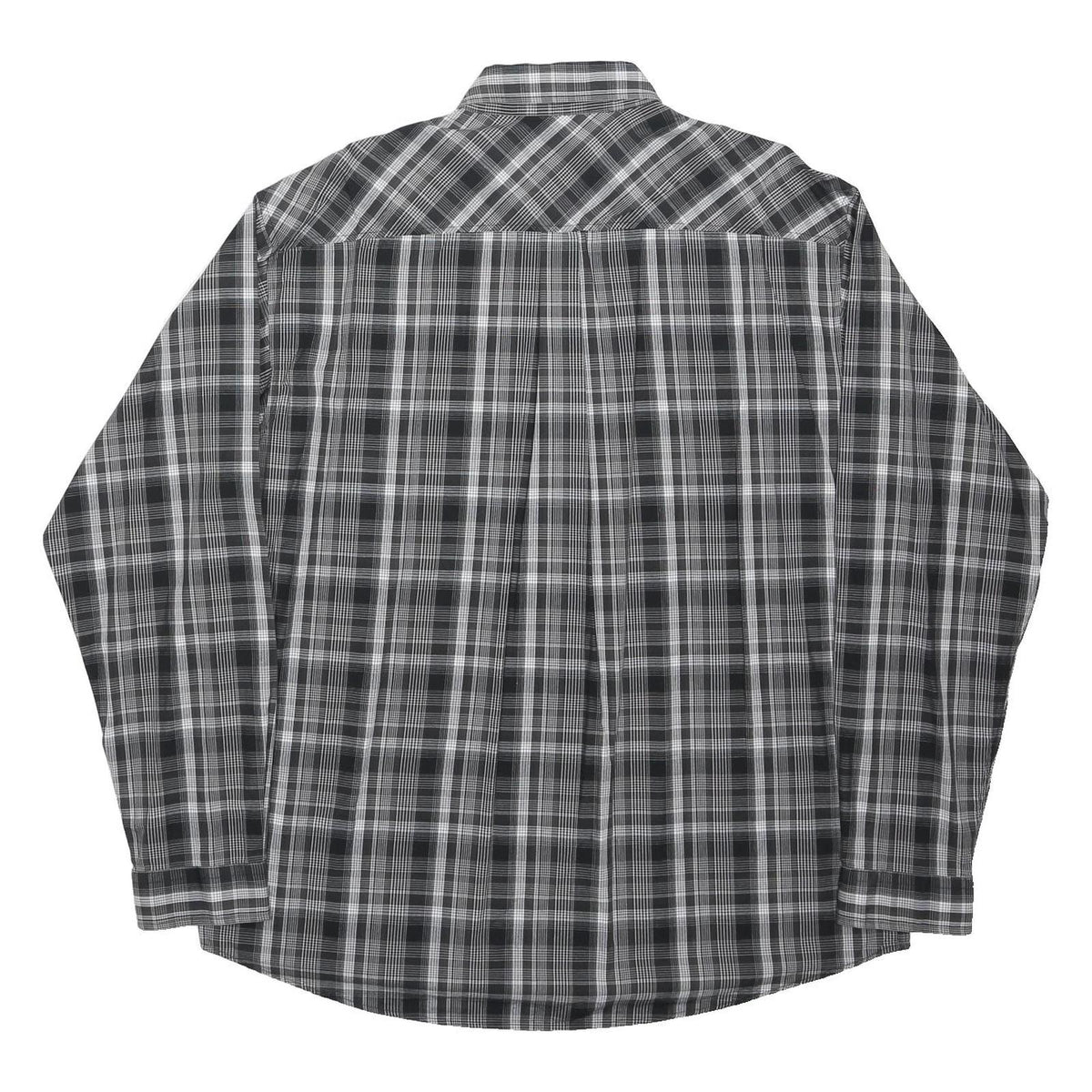 LEE COOPER Mens Black & Grey Checked Cotton Blend Shirt XL Long Sleeve Casual