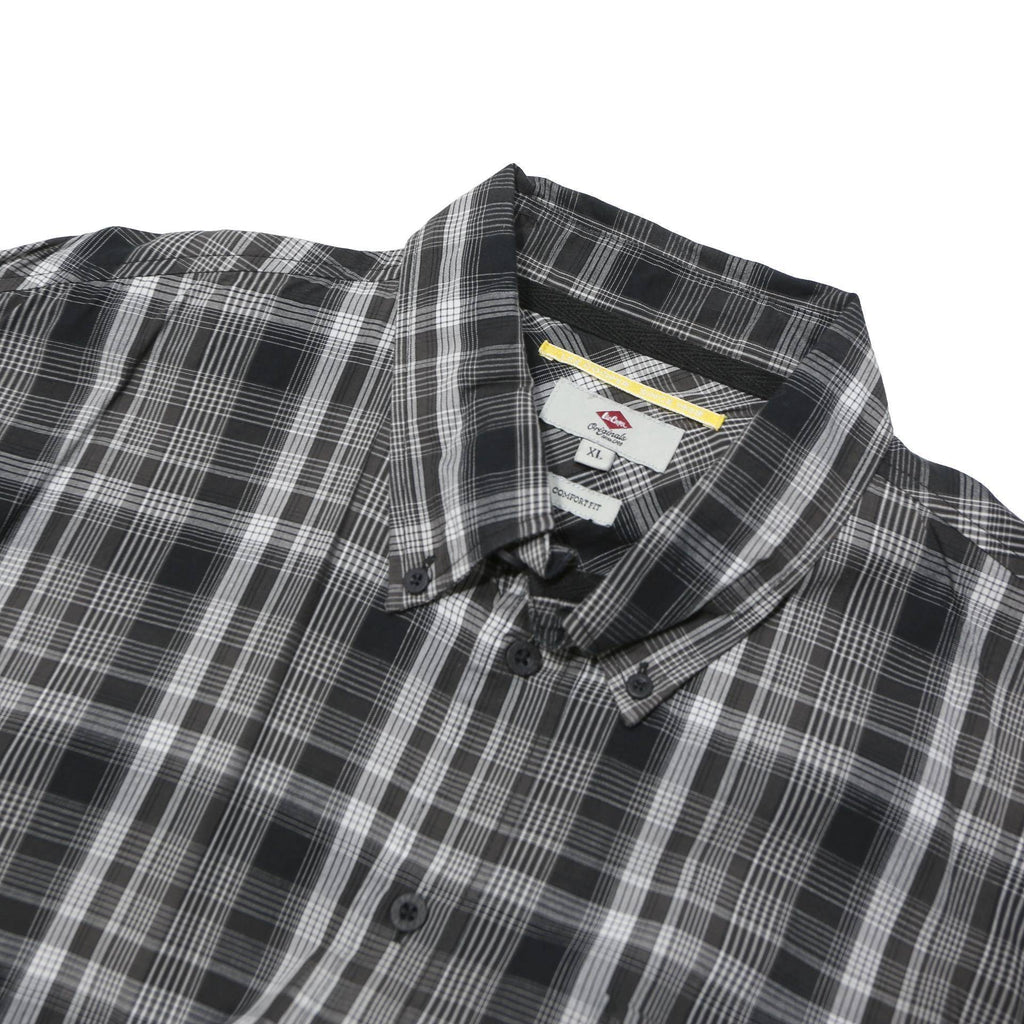 LEE COOPER Mens Black & Grey Checked Cotton Blend Shirt XL Long Sleeve Casual
