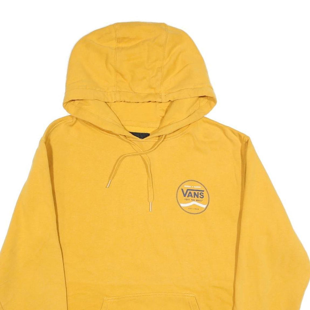 VANS Mens Yellow Pullover Hoodie S Off The Wall Logo Cotton Blend Casual