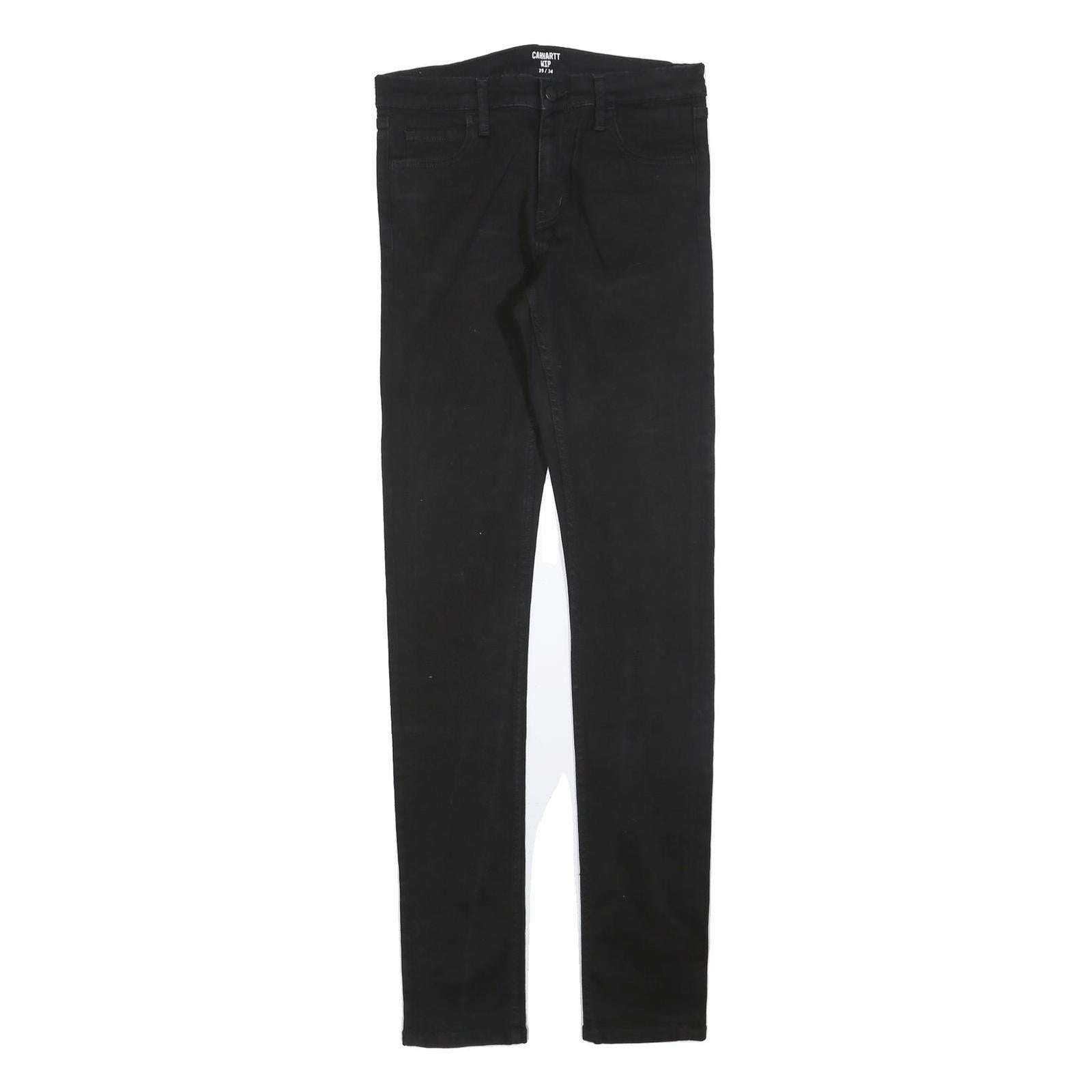 CARHARTT Mens Jeans Black Slim Skinny Denim W29 L34 Stretch Cotton Blend Zip