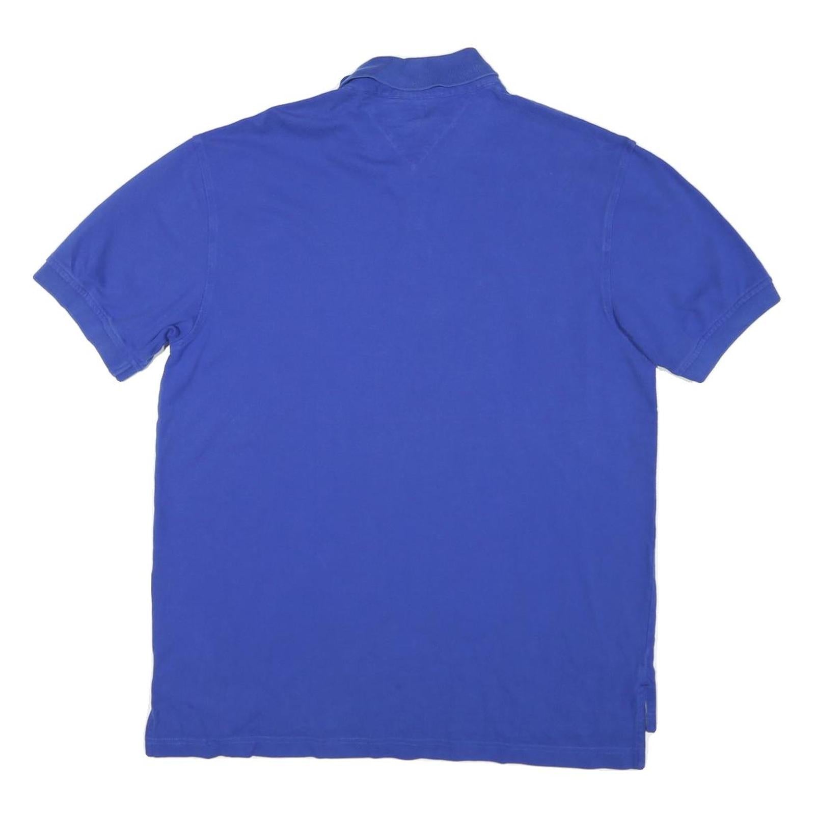 TOMMY HILFIGER Mens Blue Short Sleeve Polo Shirt L Classic Cotton Blend