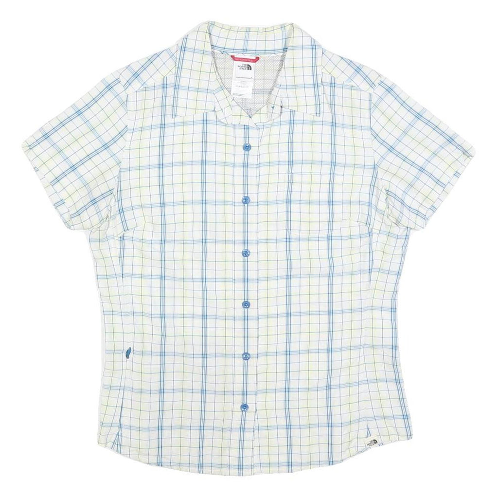 THE NORTH FACE Womens White & Blue Check Shirt M Outdoor Casual Button Down