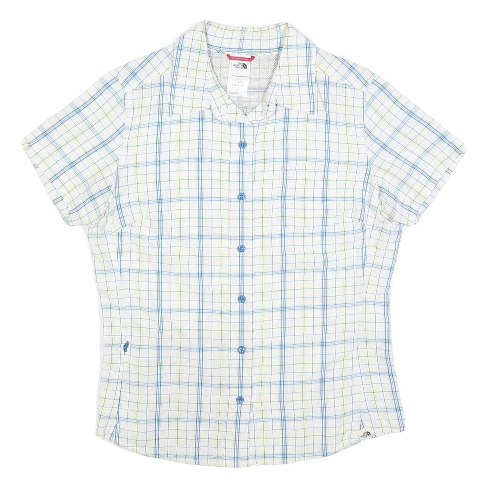 THE NORTH FACE Womens White & Blue Check Shirt M Outdoor Casual Button Down