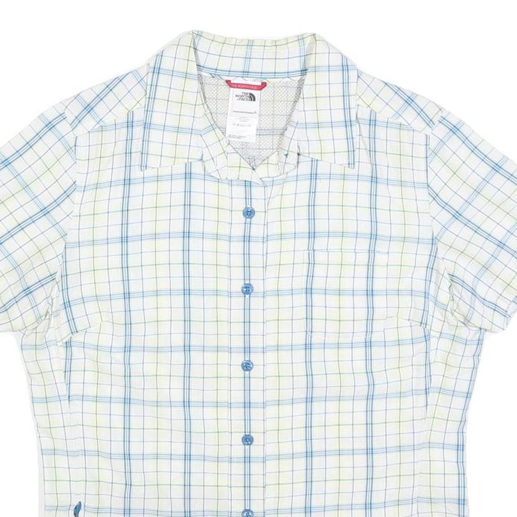 THE NORTH FACE Womens White & Blue Check Shirt M Outdoor Casual Button Down