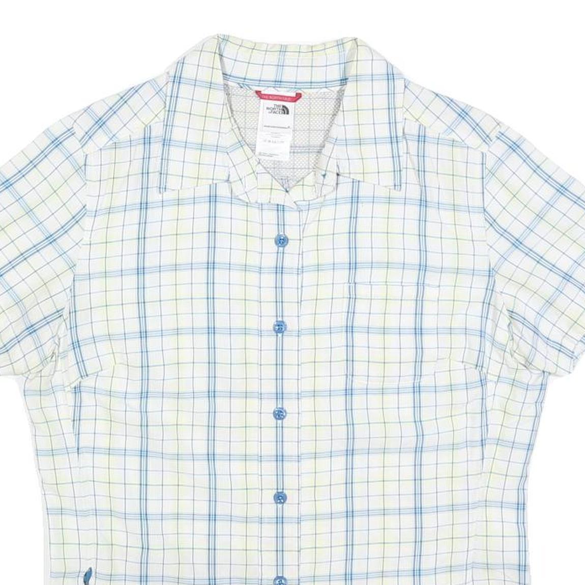 THE NORTH FACE Womens White & Blue Check Shirt M Outdoor Casual Button Down