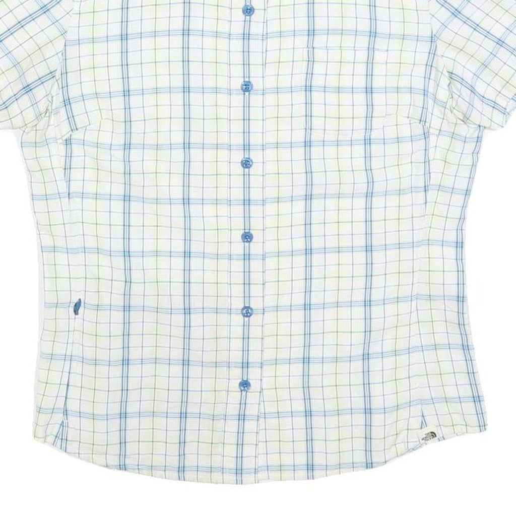 THE NORTH FACE Womens White & Blue Check Shirt M Outdoor Casual Button Down