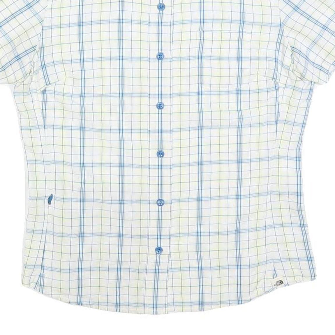 THE NORTH FACE Womens White & Blue Check Shirt M Outdoor Casual Button Down