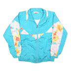 LAVON Womens Blue & Floral Casual Jacket S Nylon Zip Plain Lightweight Retro