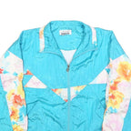 LAVON Womens Blue & Floral Casual Jacket S Nylon Zip Plain Lightweight Retro