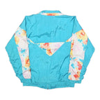 LAVON Womens Blue & Floral Casual Jacket S Nylon Zip Plain Lightweight Retro