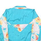 LAVON Womens Blue & Floral Casual Jacket S Nylon Zip Plain Lightweight Retro