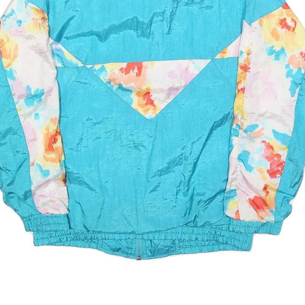 LAVON Womens Blue & Floral Casual Jacket S Nylon Zip Plain Lightweight Retro