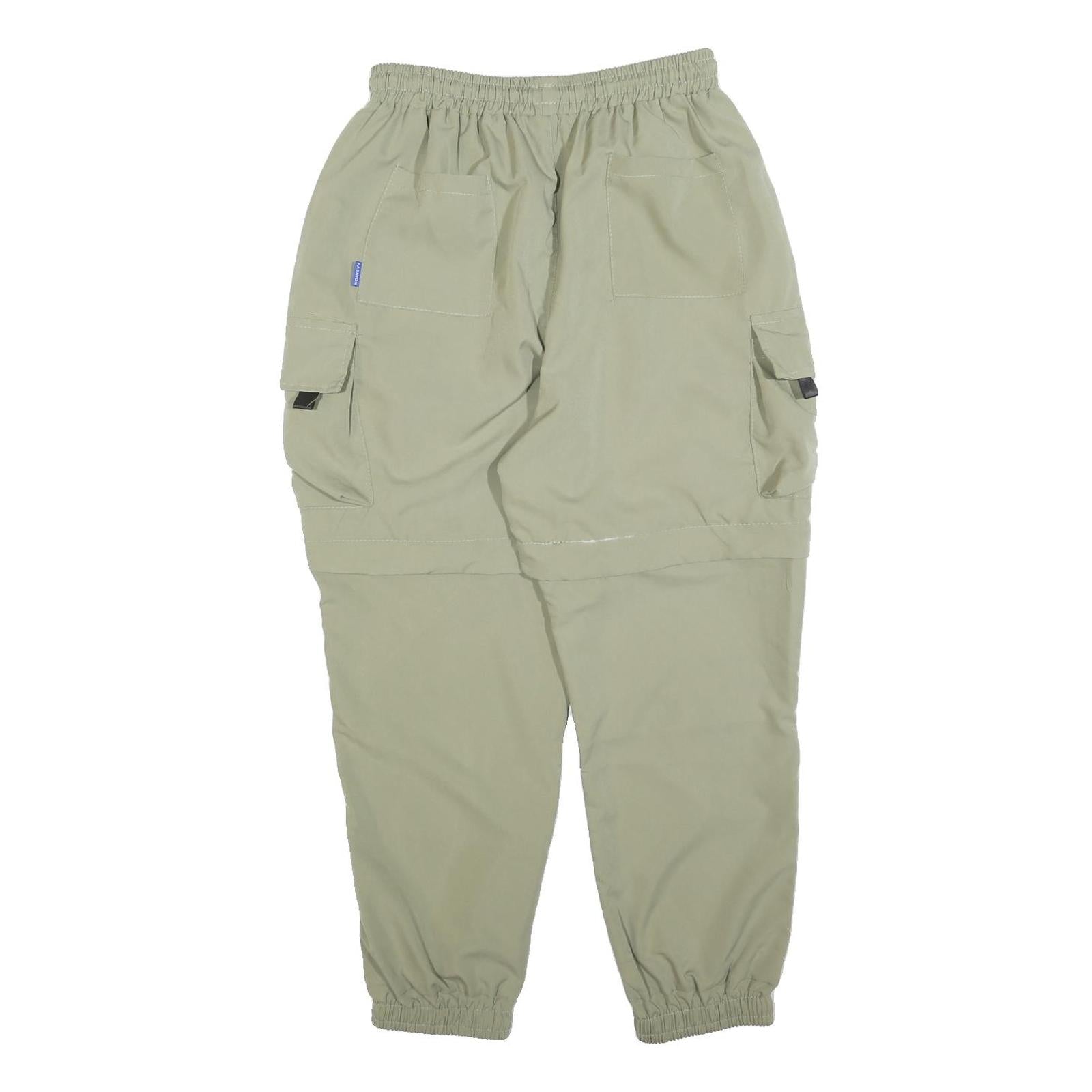 Womens Polyester Blend Relaxed Fit Cargo Trousers Beige W28 L26 Drawstring Waist