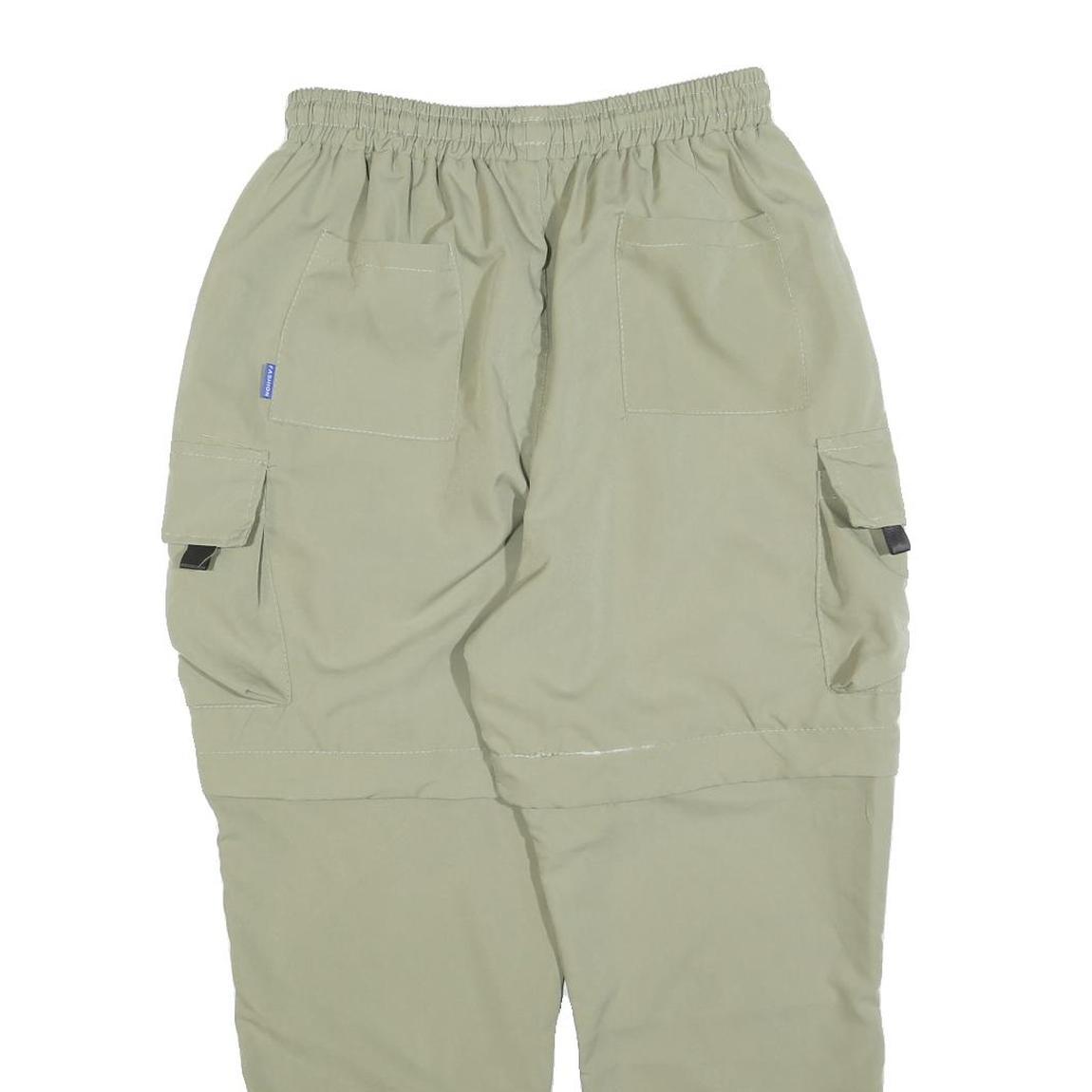 Womens Polyester Blend Relaxed Fit Cargo Trousers Beige W28 L26 Drawstring Waist