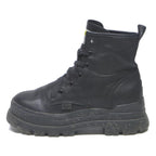 BUFFALO Lace Up Womens Platform Boots Black Leather UK 6.5 Chunky Sole