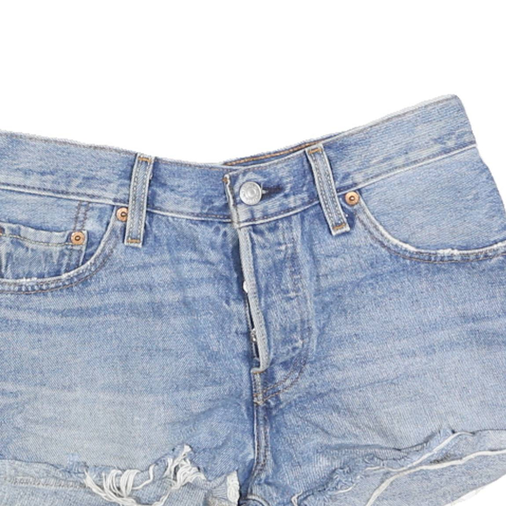 LEVI'S Womens Denim Blue Casual Shorts XS W25 Distressed Cut-Off