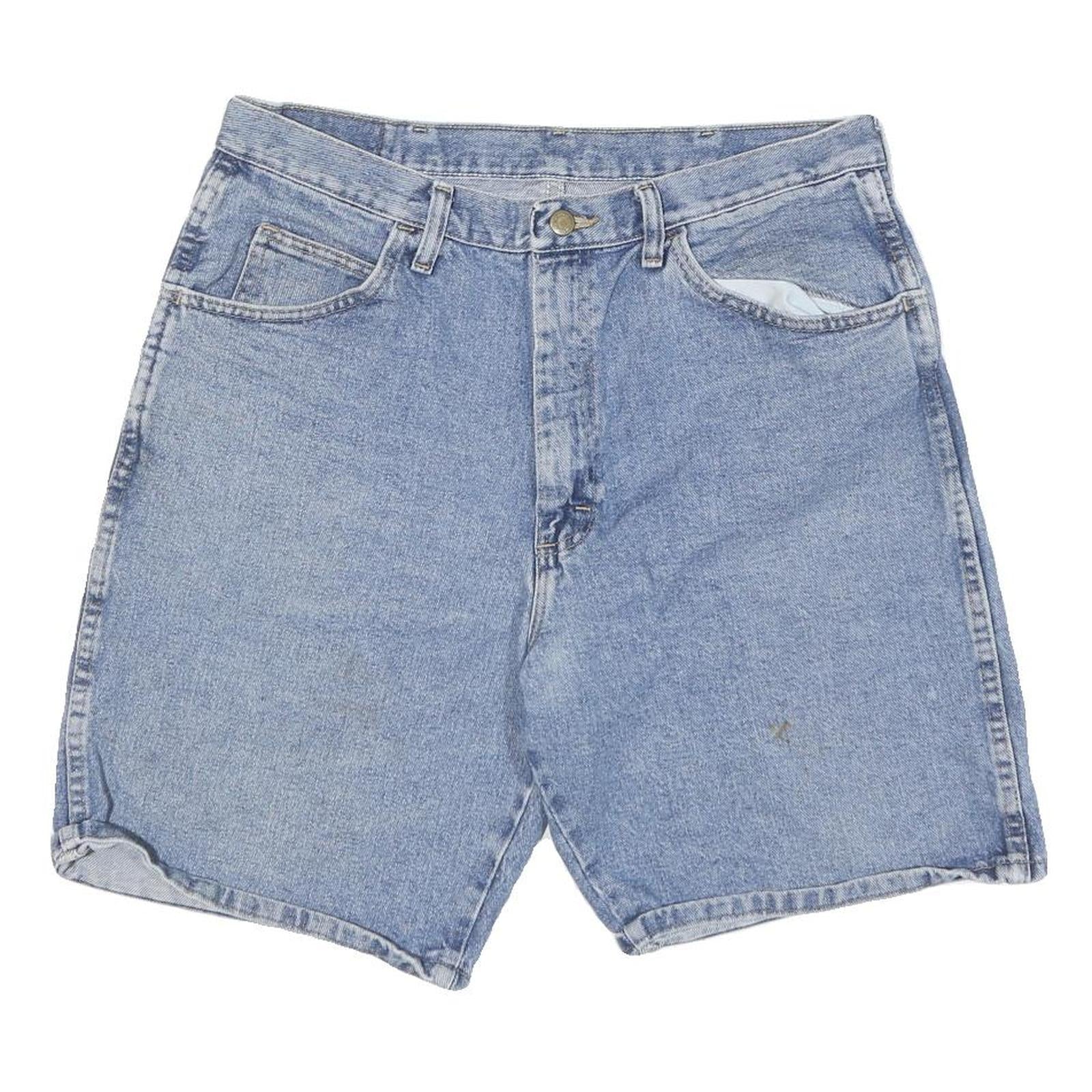 WRANGLER Mens Denim Blue Relaxed Fit Shorts L W34 Cotton Blend Casual