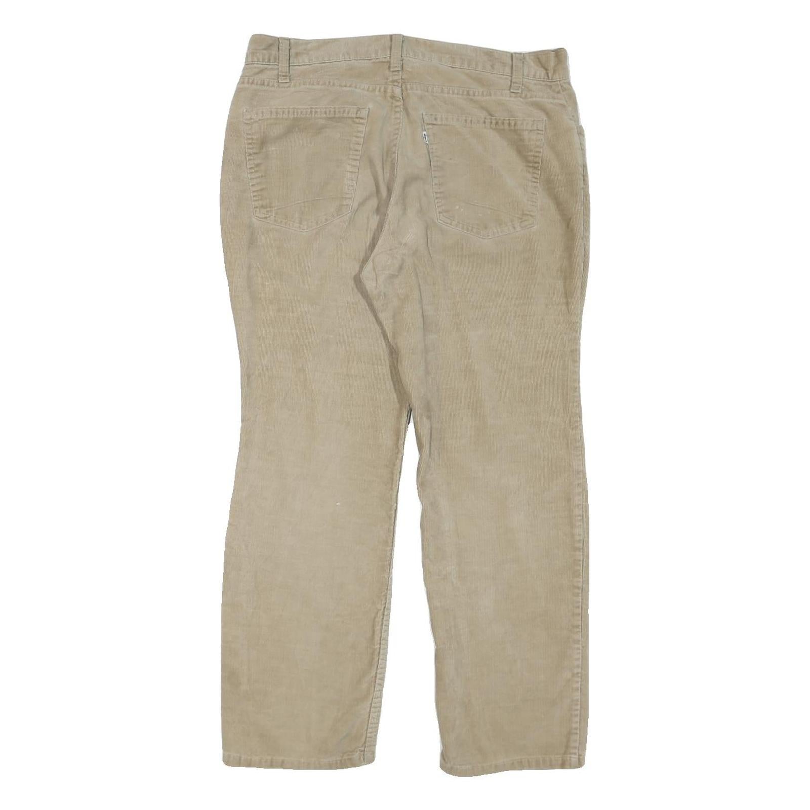 LEVI'S Mens Regular Beige Cotton Blend Straight Trousers W36 L27 Classic Zip Fly