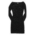 REISS Womens Black Zebra Print Day Dress Polyester Blend Long Sleeve Midi UK 4