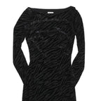 REISS Womens Black Zebra Print Day Dress Polyester Blend Long Sleeve Midi UK 4